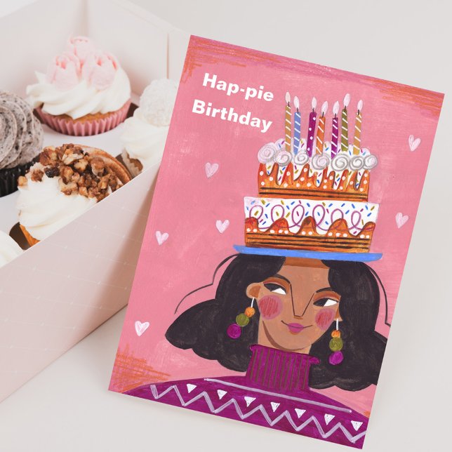 Hap - Pie Femme Carte de voeux Anniversaire (Hap - Pie Woman Birthday Greeting Card)