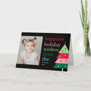 Happest Tree Fun Modern Holiday Carte photo