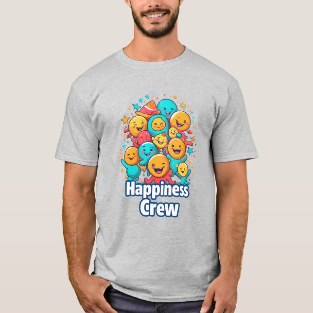Happiness Crew - T-shirt caricature amusante pour  (Devant)