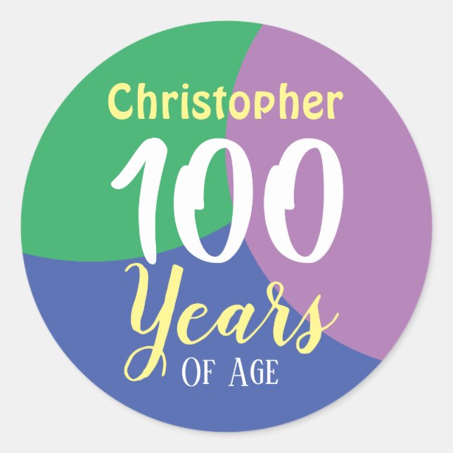 Happy 100th Birthday Classic Round Sticker (Devant)