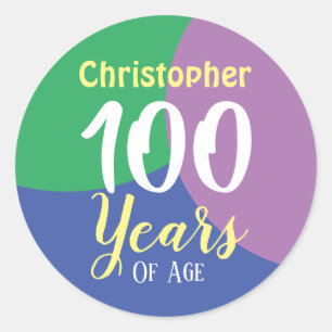 Happy 100th Birthday Classic Round Sticker