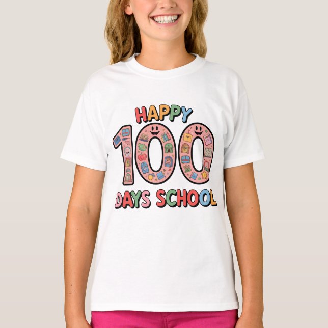 Happy 100th Day of School Fun T-Shirt (Devant)