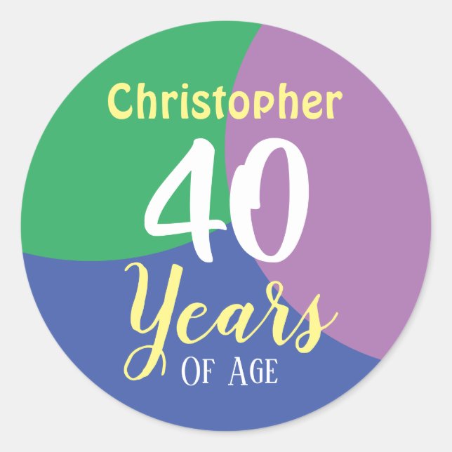 Happy 40th Birthday Classic Round Sticker (Devant)