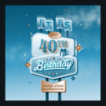 Happy 40th Birthday Square Poster<br><div class="desc">Happy 40th Birthday Products for a love one, friend, or family member! Show them that you care or remember their important day by sending them a gift or a card with a message. Created with one-of-a-kind custom lettering and illustration for those who just love Unique and Novelty Styles! Designed by...</div>