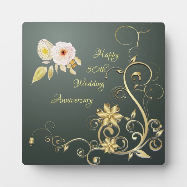 Happy 50th Wedding Anniversary Plaque with Easel (Devant)