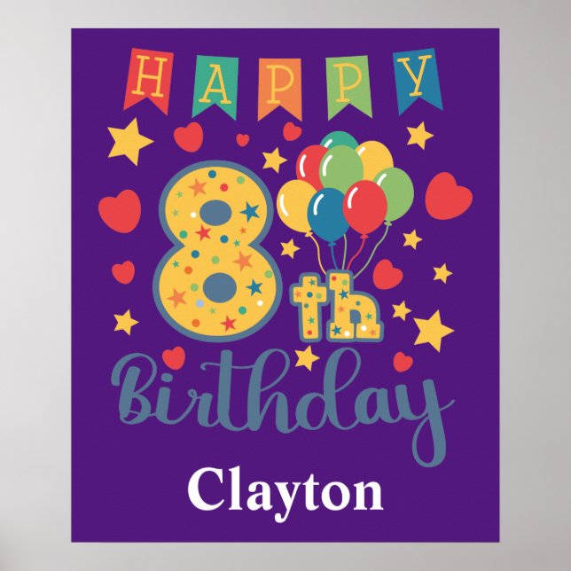 Happy 8th Birthday Poster (Devant)