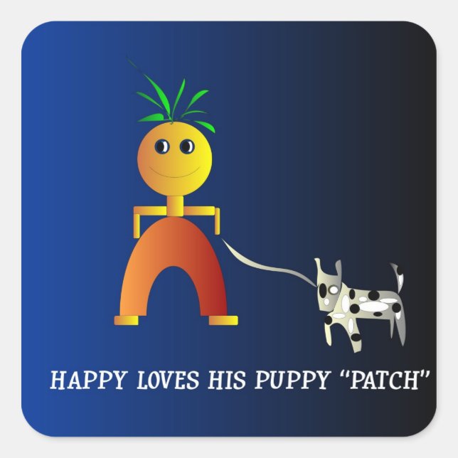 Happy and Patch> Sticker pour enfants. (Devant)