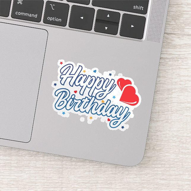 Happy anniversaire amour coeurs autocollant (Détail)