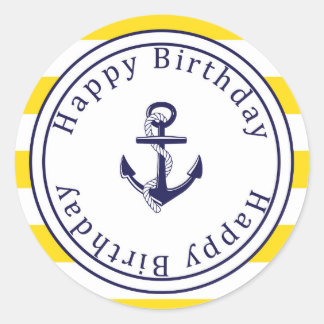 Happy Anniversaire autocollant - Jaune nautique - 