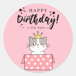 Happy anniversaire chat autocollant