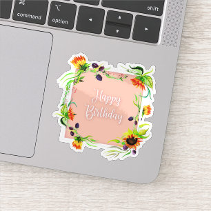 Happy anniversaire sticker fleur