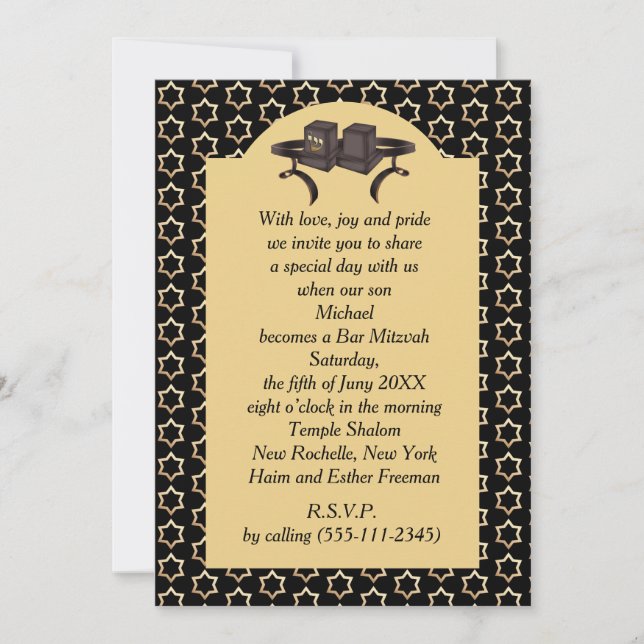Happy Bar Mitzvah 20XX Gold Invitation décorative (Devant)
