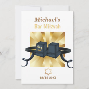 Happy Bar Mitzvah 20XX Gold Invitation décorative