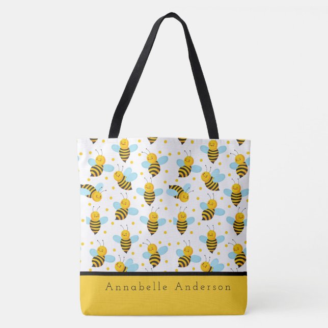 Happy Bees Personnalisent le Sac fourre-tout (Devant)