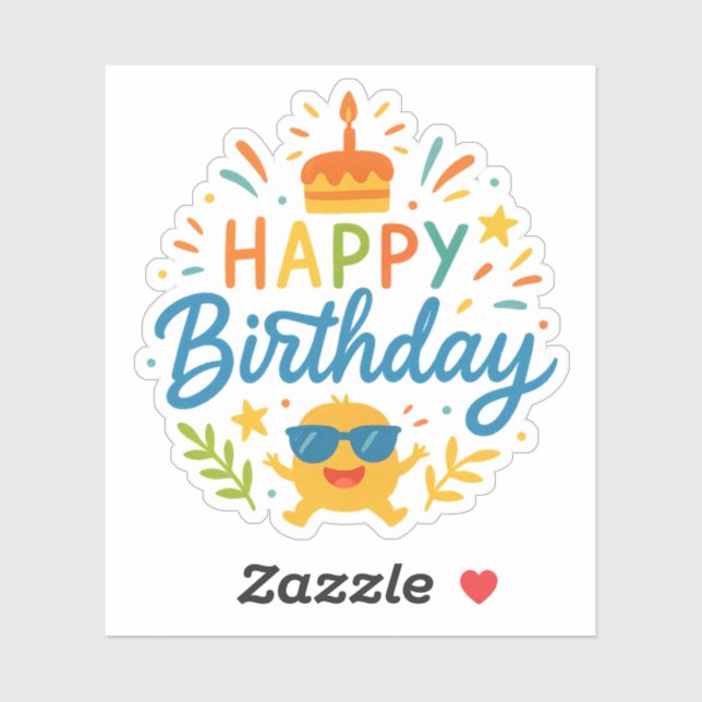 Happy Birthday | Cute Sunshine Vinyl Sticker Sheet (Feuille)