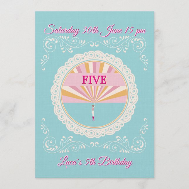 Happy Birthday Fun Invitation Card, Blue RSVP (Devant)