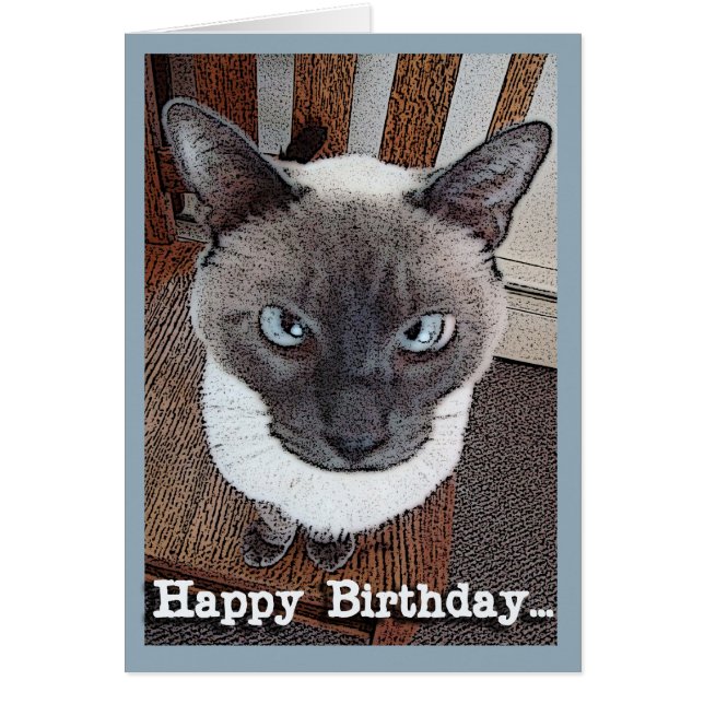 Happy Birthday Funny Big Head Siamese Cat (Devant)