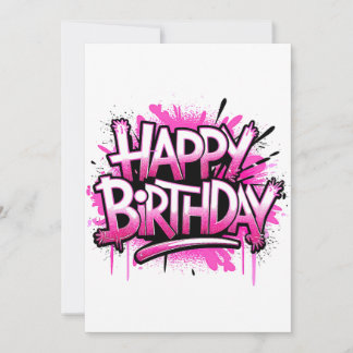 Happy Birthday Graffiti Pink Invitation editable