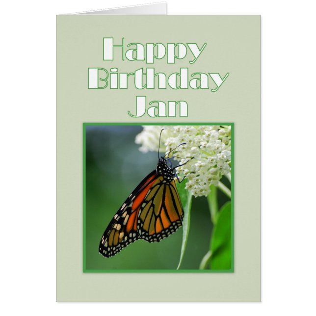 Happy Birthday Jan Monarch Butterfly (Devant)