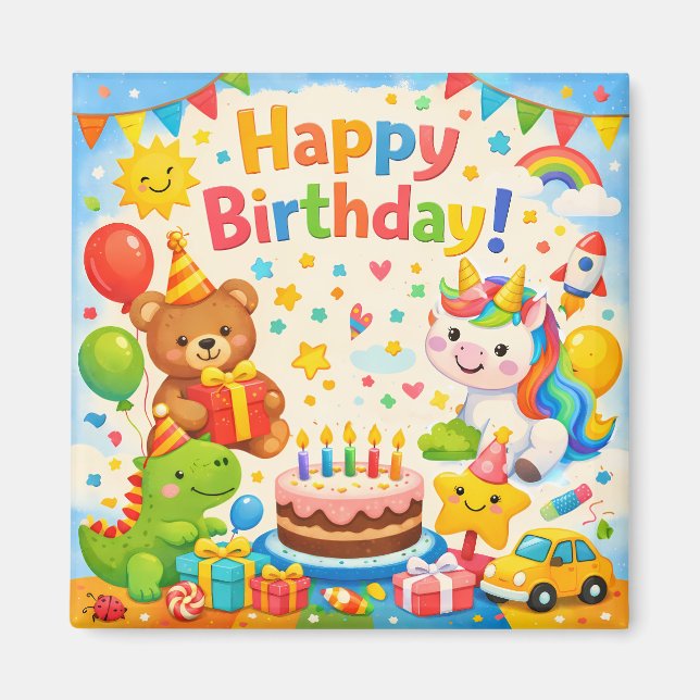 Happy Birthday Kids Party Magnet (Devant)