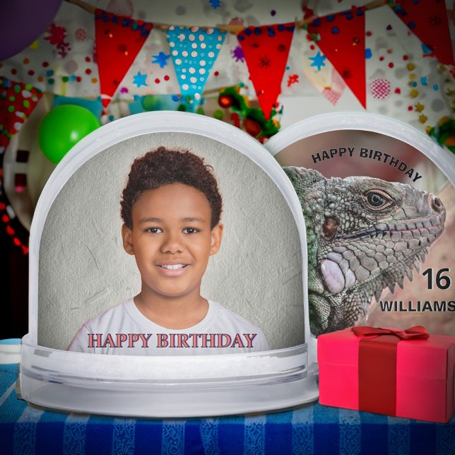Happy Birthday Photo Name Age Pet Nature (Happy Birthday Photo Name Age Snow Globe is great to gve as a gift or to guest as a keepsake favor. )