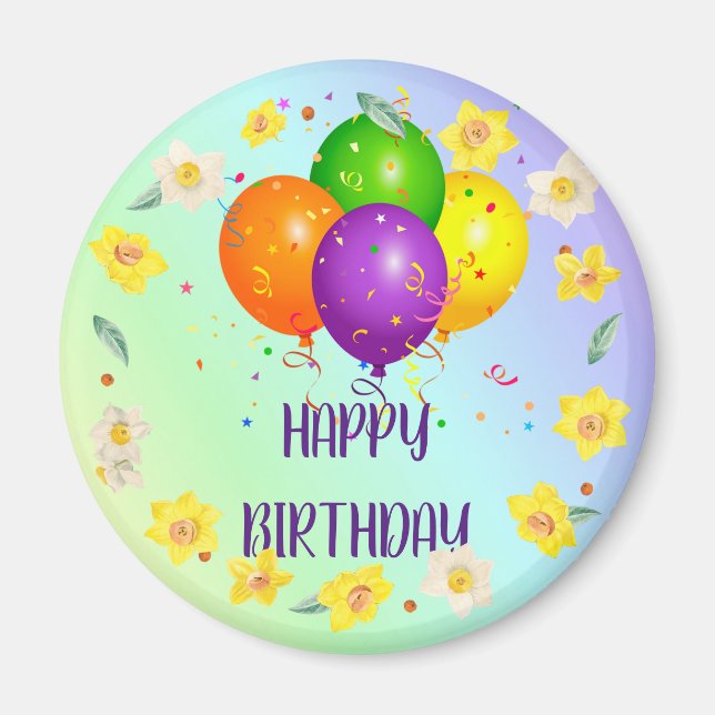 Happy Birthday, popular design, Magnet (Devant)