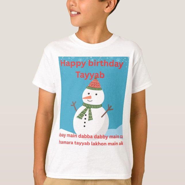 Happy Birthday Snowman T-Shirt | Cute Winter Birth (Devant)