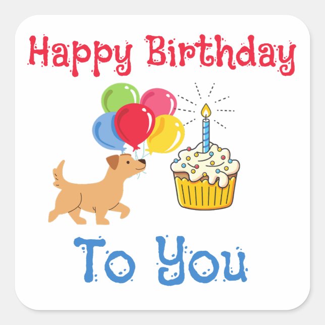 HAPPY BIRTHDAY TO YOU CUTE DOG STICKERS (Devant)