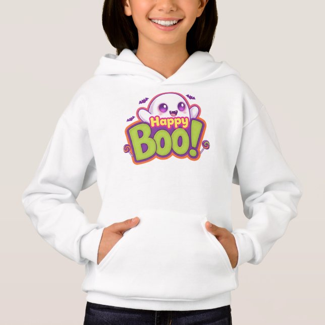 “Happy Boo Fantôme – Sweatshirt vibrant Halloween” (Devant)