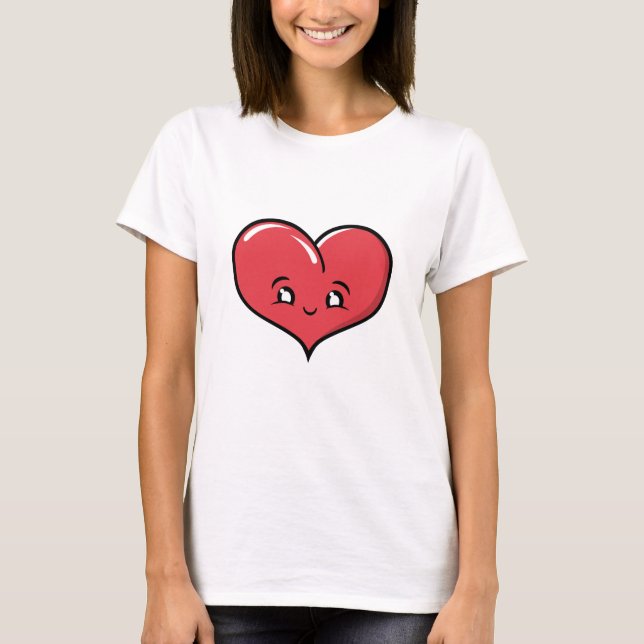 Happy Buble Heart Design T-Shirt (Devant)
