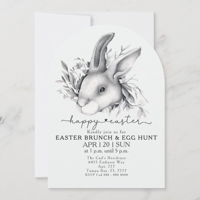 Happy Bunny Pâques Brunch & Invitation chasse aux  (Devant)