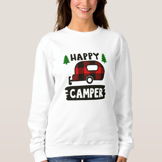 Happy Camper Buffalo Plaid Sweatshirt (Devant)