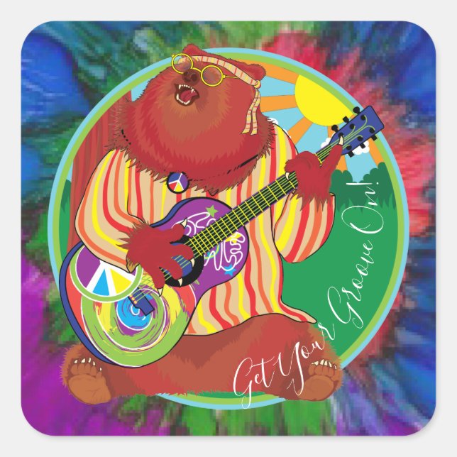 Happy Camper chantant Stickers Ours Carré (Devant)