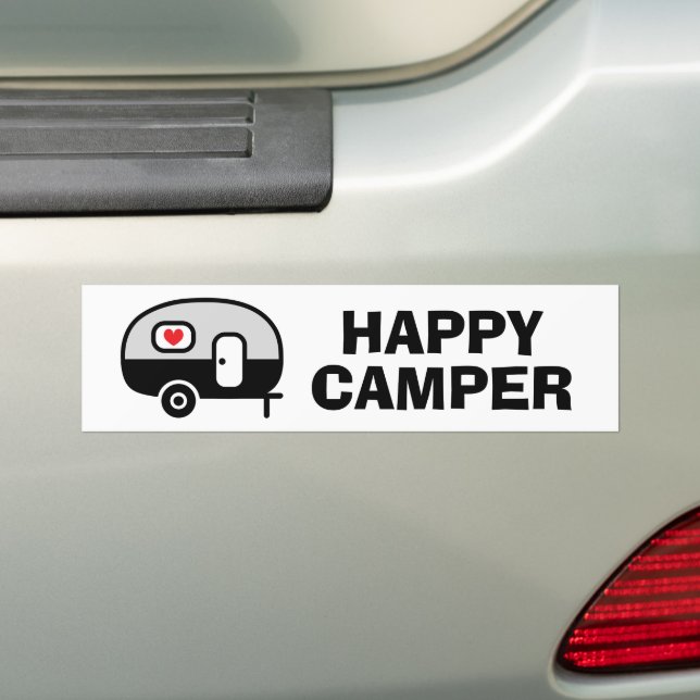 Happy Camper funny bumper sticker for vehicle (En voiture)