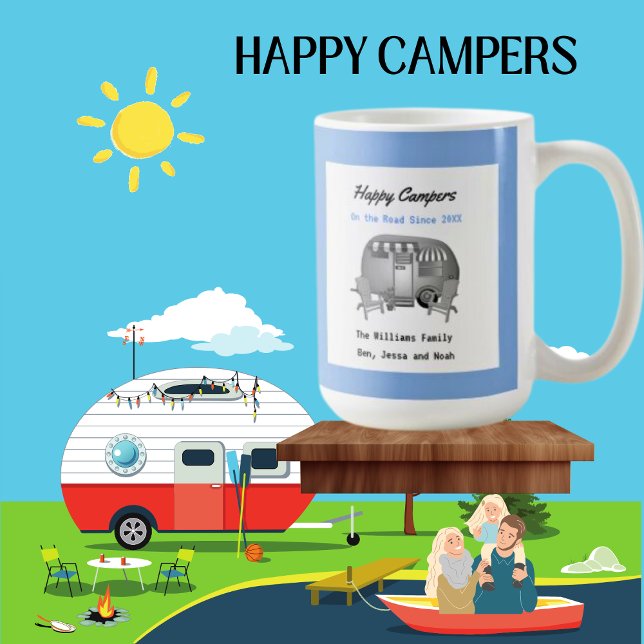 Happy Camper RV Famille Café Mug (Happy Camper Personalized Family Mug.)
