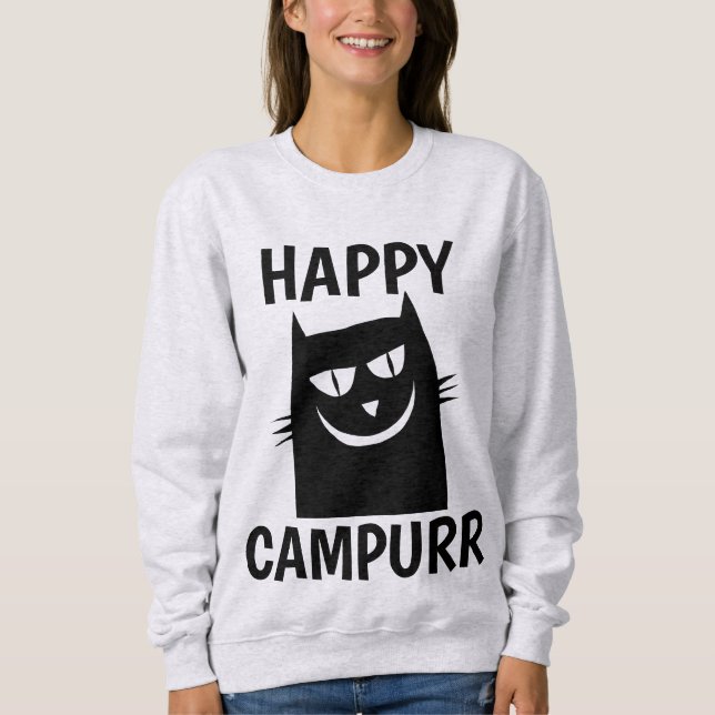 Happy Camper, T-shirts Campurr Funny Cat (Devant)