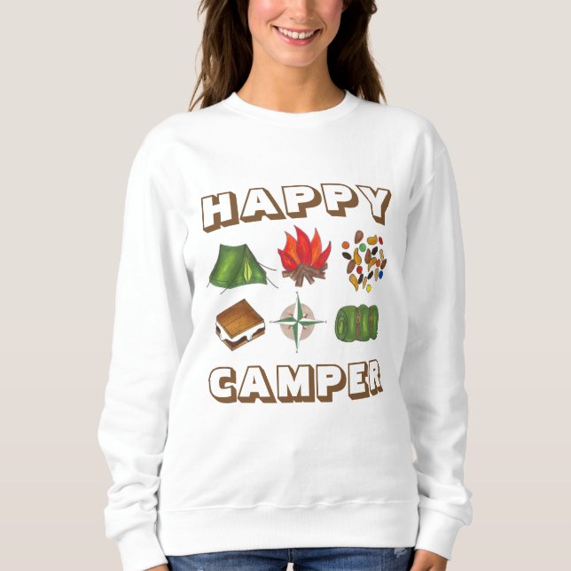 Happy Camper Tent Compass Sweatshirt de Camping (Devant)
