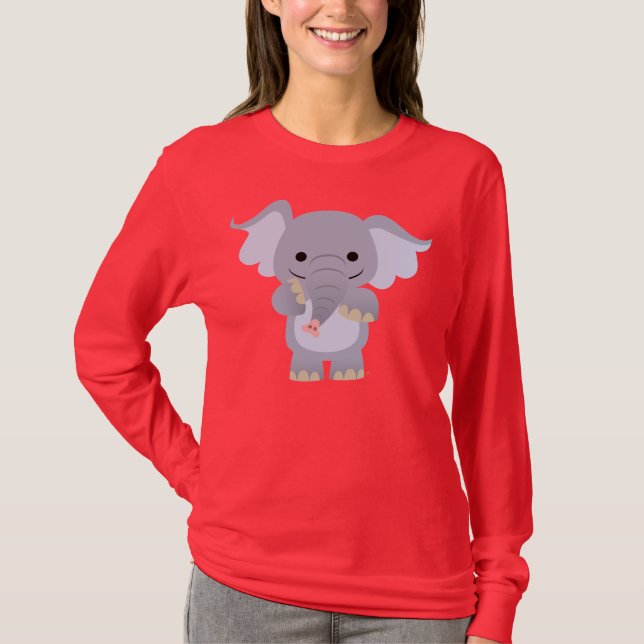 Happy Cartoon Elephant Women T-shirt (Devant)