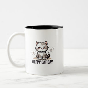 Happy Cat Day Mug - Cute Cat Design pour Amoureux