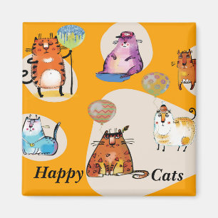 Happy Cat Magnet or couleur