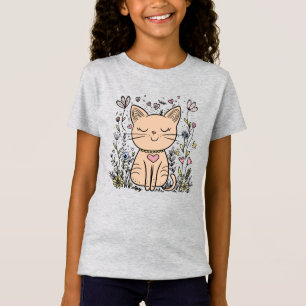 Happy Cat   T-Shirt de chat en cartons mignon