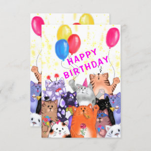 Happy Cats Party Funny Birthday Card
