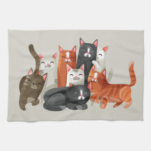 Happy Cats serviette de cuisine