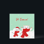 Happy Chat Avec Snowman | Carte à plat de Noël<br><div class="desc">Happy Cat With Snowman - une jolie carte de Noël plate pour vous. Vous pouvez modifier le texte simplement en cliquant sur le bouton "Personnaliser". Selon votre demande,  vous pouvez utiliser cette carte numériquement,  l'imprimer ou les deux méthodes. Bonne journée,  mon ami !</div>