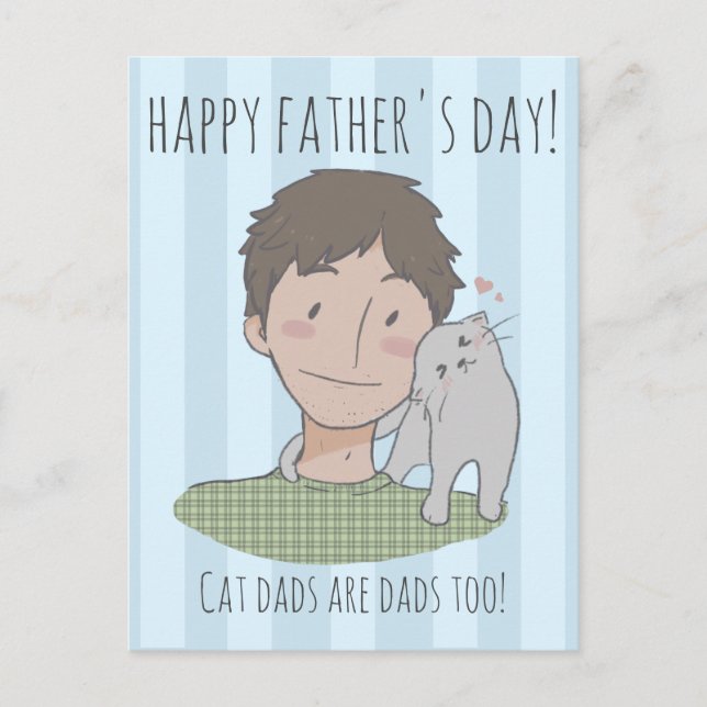 Happy Chat Fête des pères cadeau Daddy Carte posta (Devant)