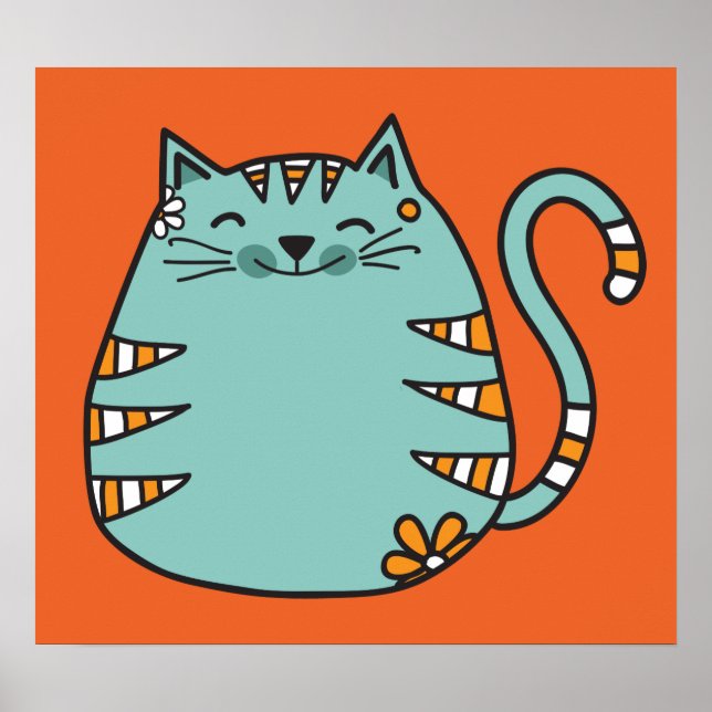 Happy Chat personnalisé poster en couleur (Devant)
