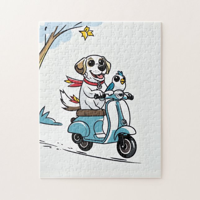 Happy Chien Scooter Aventure Puzzle (Vertical)