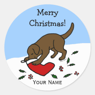 Happy Chocolate Lab Stickers Cartoon de Noël