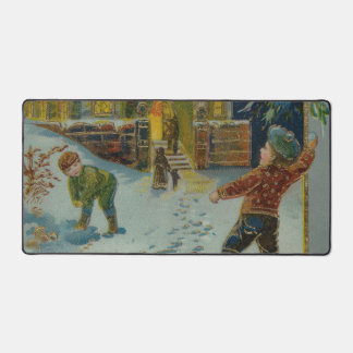 Happy Christmas - Vintage snowball fight postcard