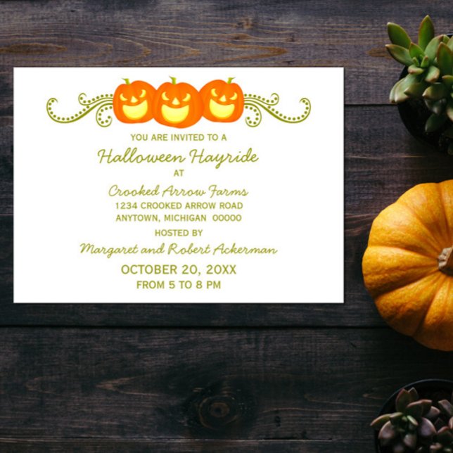 Happy Citrouille Swirls Halloween Party Invitation (Happy Pumpkin Swirls Halloween Party Invitation)